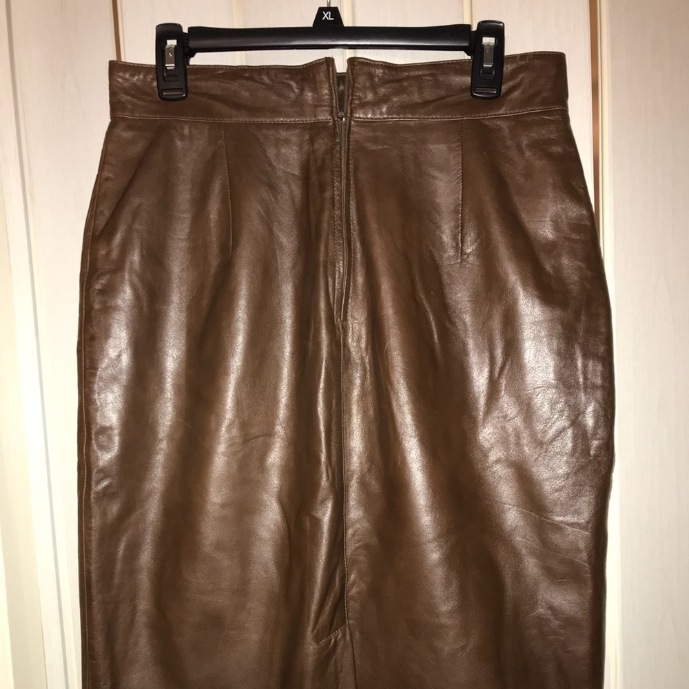 Leather midi skirt
